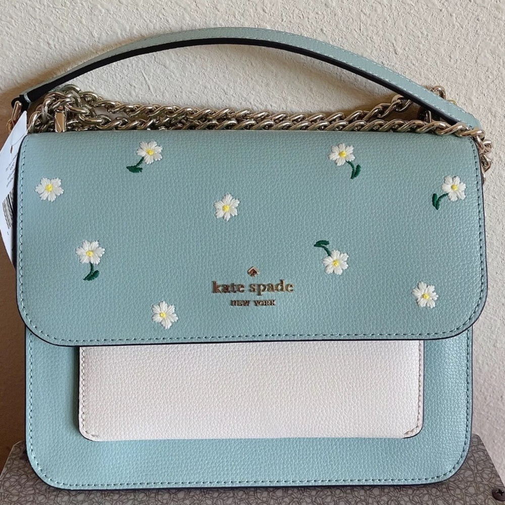 NWT Kate Spade Remi Daisy Embroidered Leather Chain Crossbody in Aphrodite - Picture 12 of 12